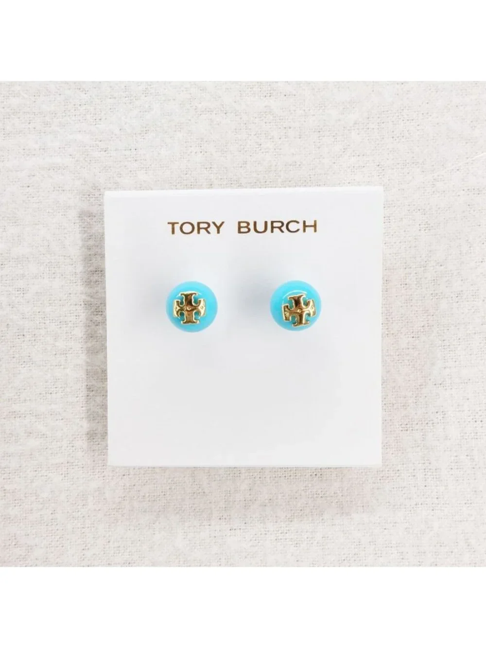 Tory Burch Kira Pearl Stud Earrings Blue OS